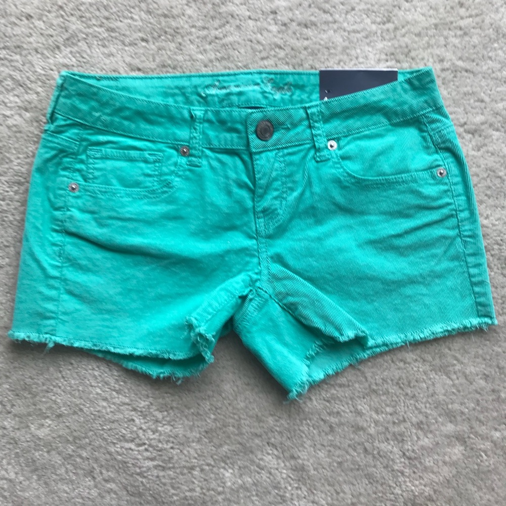 American Eagle Teal Green Corduroy Shorts Size 4
